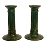 Pair of green ceramic candle holders