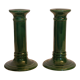 Pair of green ceramic candle holders