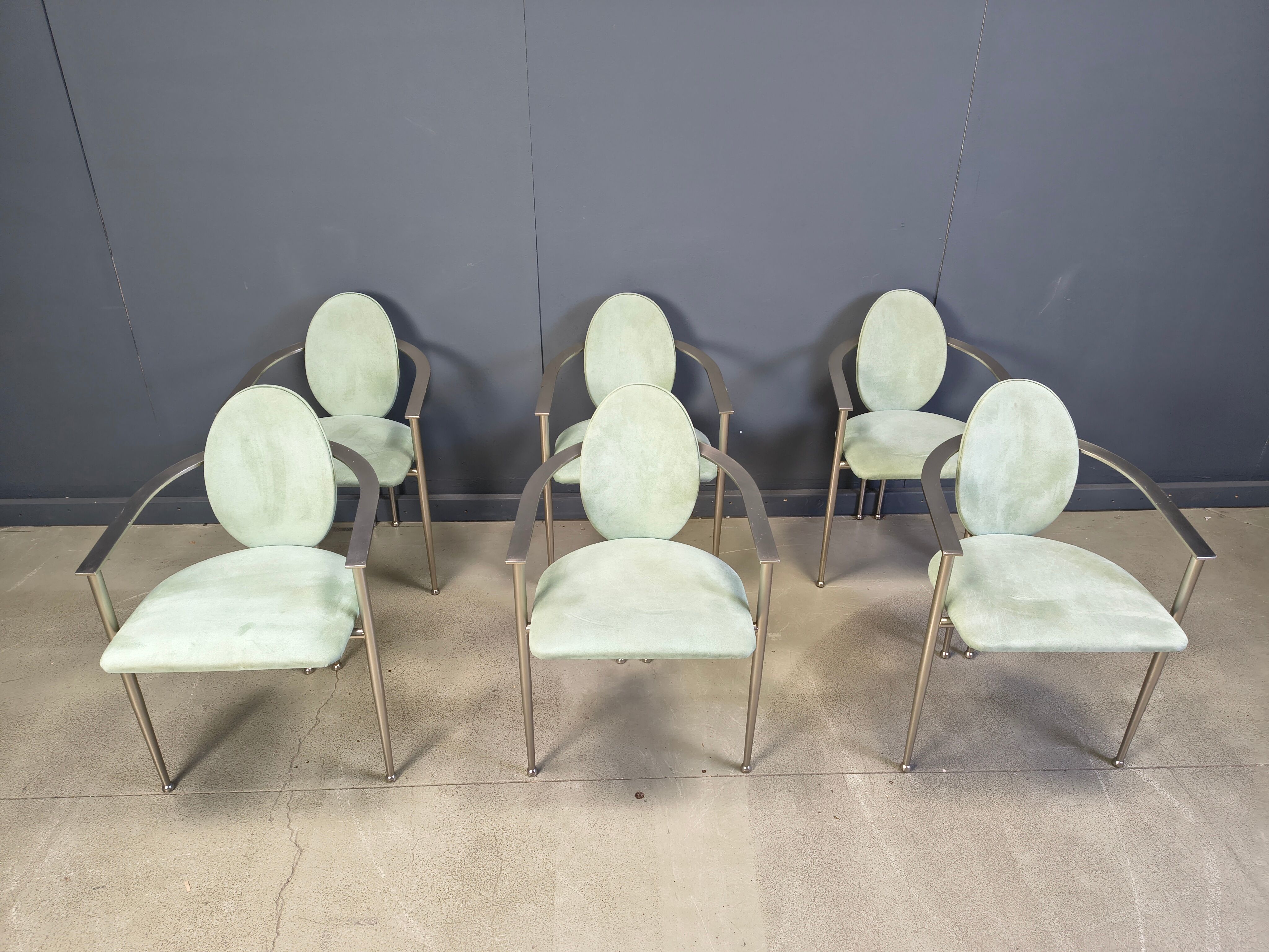 Vintage dining chairs by Belgo chrom, set of 6 - 1980s