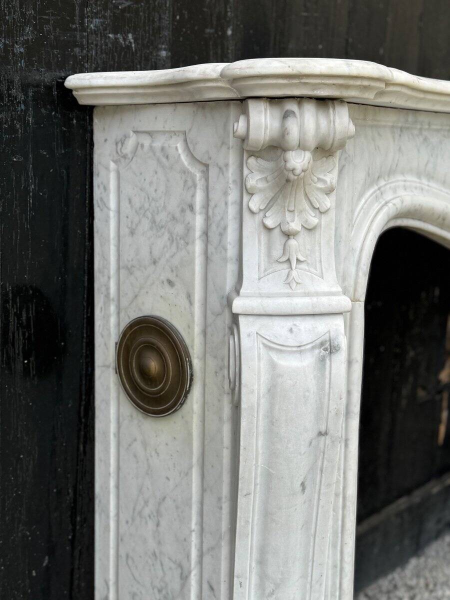 Louis XV Style Fireplace In Carrara Marble Circa 1880