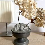 Old glass flower stick on pewter foot