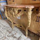 Marble topped gilded style wall standing console