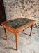 French vintage dining/desk table – oak and walnut – marble top – 1960s writing table with drawer