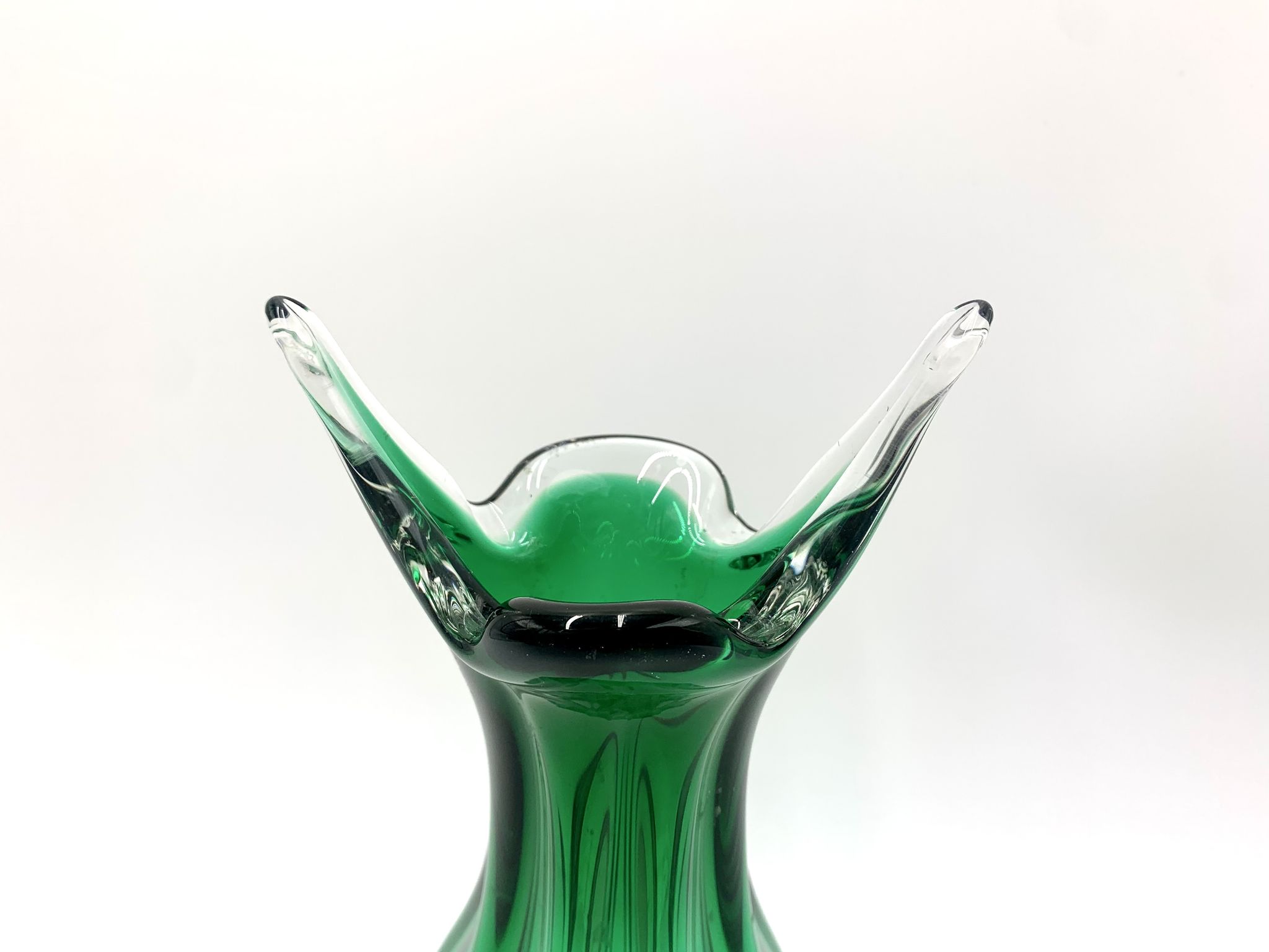 Vase vert Egermann, République tchèque, années 1970