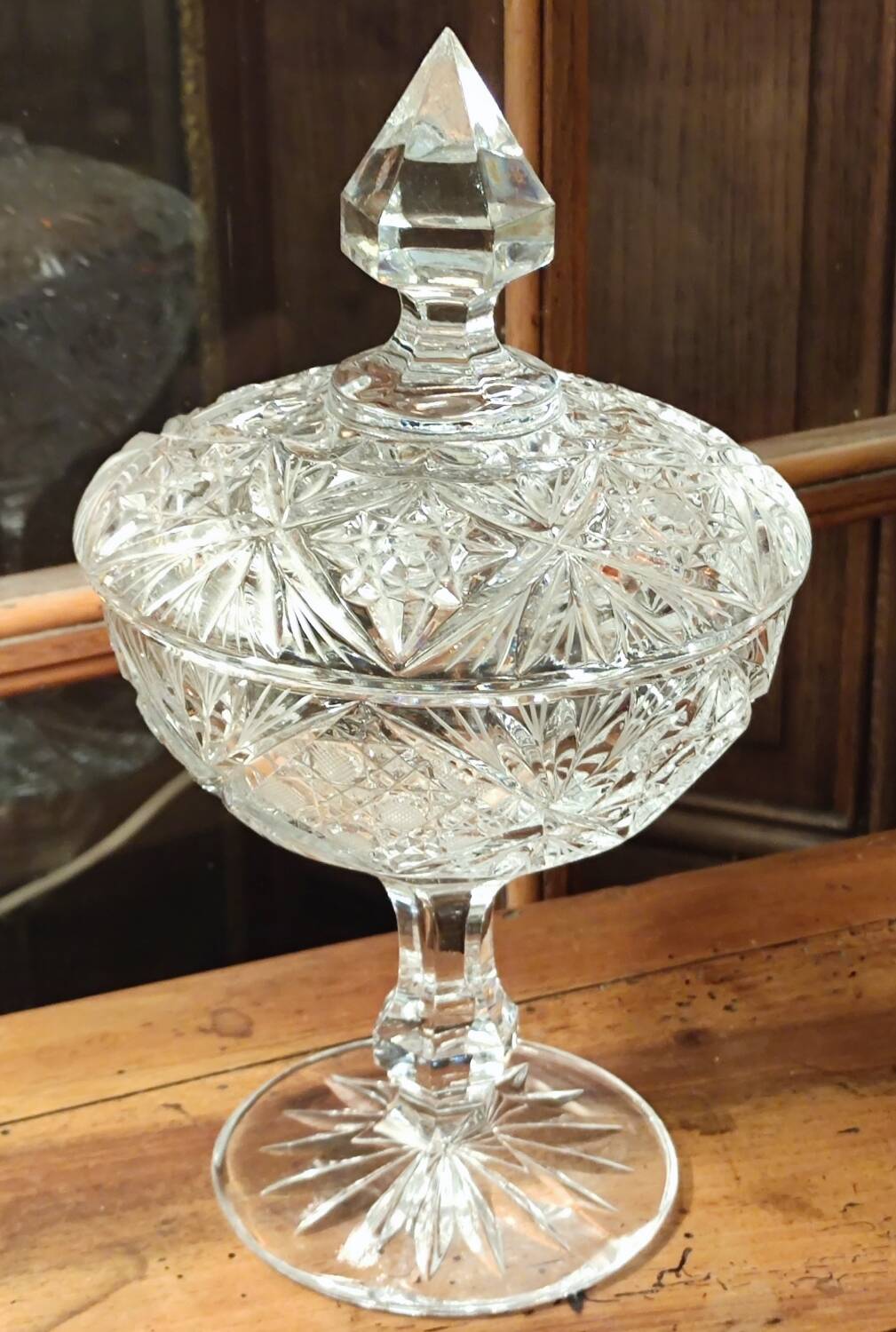 Antique cut crystal candy/sugar bowl