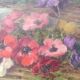Still life painting, bouquet of flowers, oil on wood by Lillie Honnorat