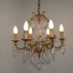 Mid Century Louis XV style cage chandelier - 6 arms - Brass and Crystal