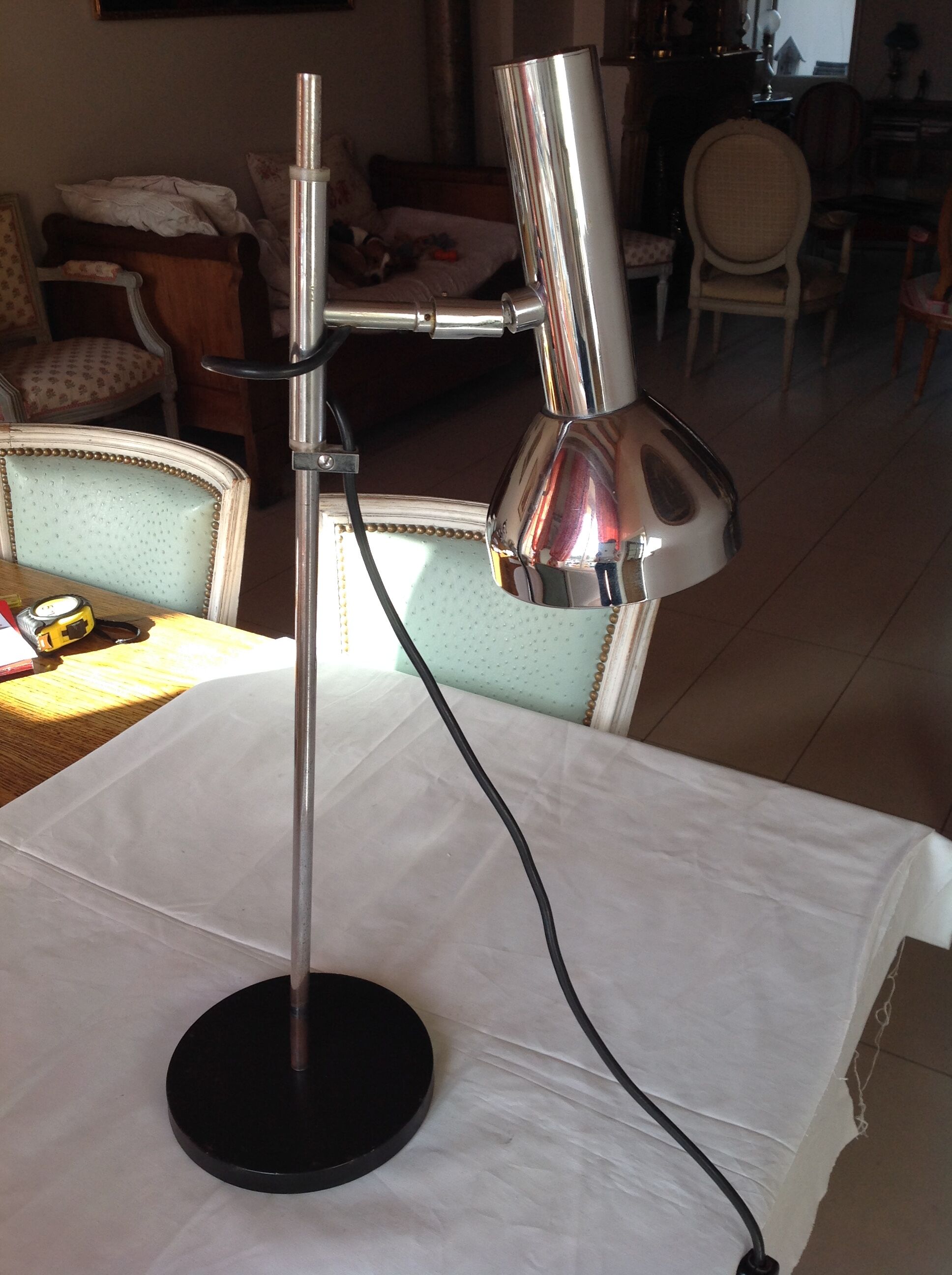 Lampe de bureau chromée, orientable, vintage, années 70
