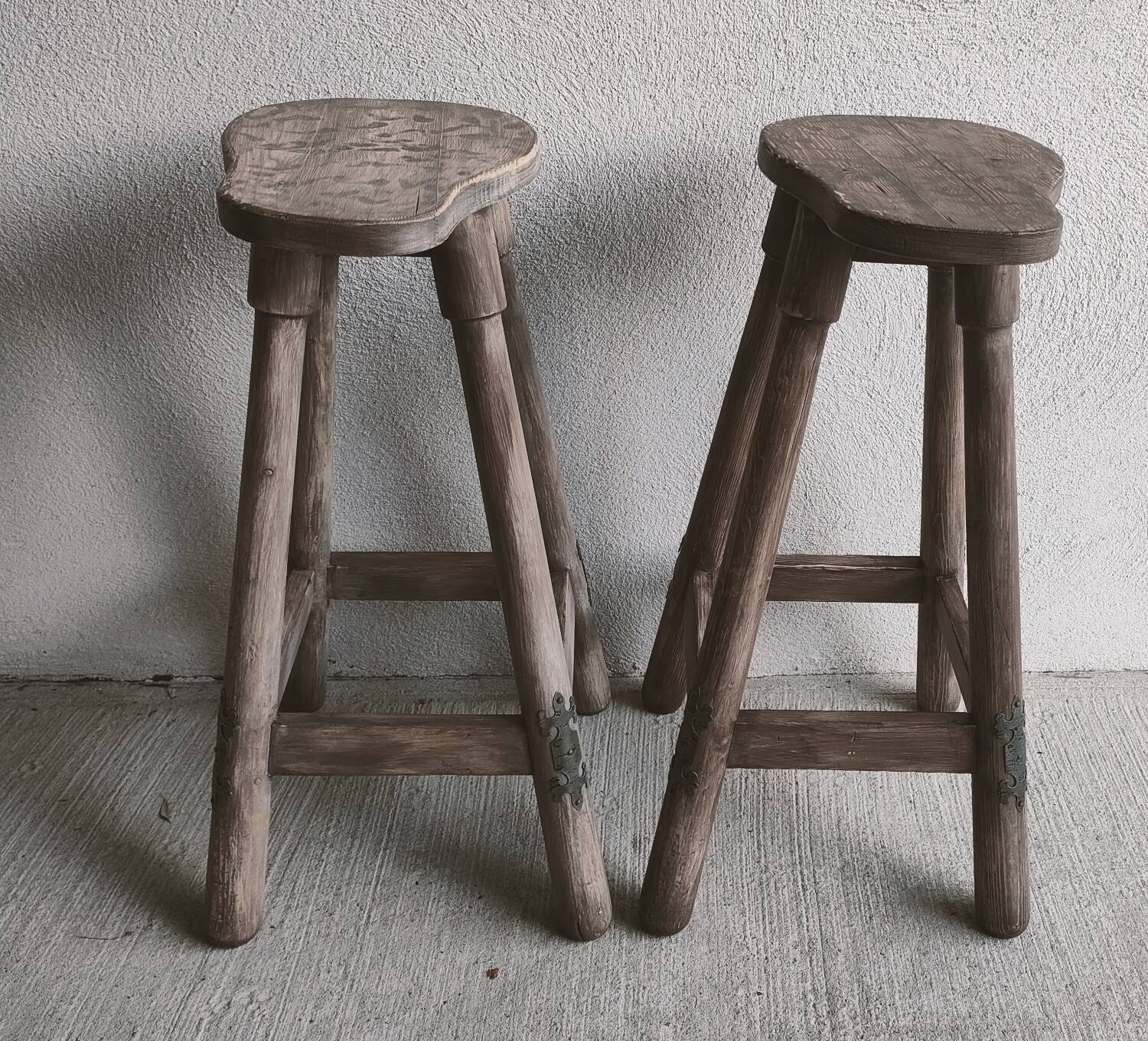 Pair of rustic high stools