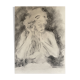 Charcoal painting signed portrait of woman combing her hair