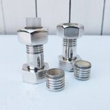 Salt shaker pepper mill silver metal bolt. vintage
