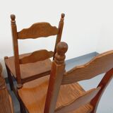 Set of 6 vintage brutalist chairs in oak wood from the 60s