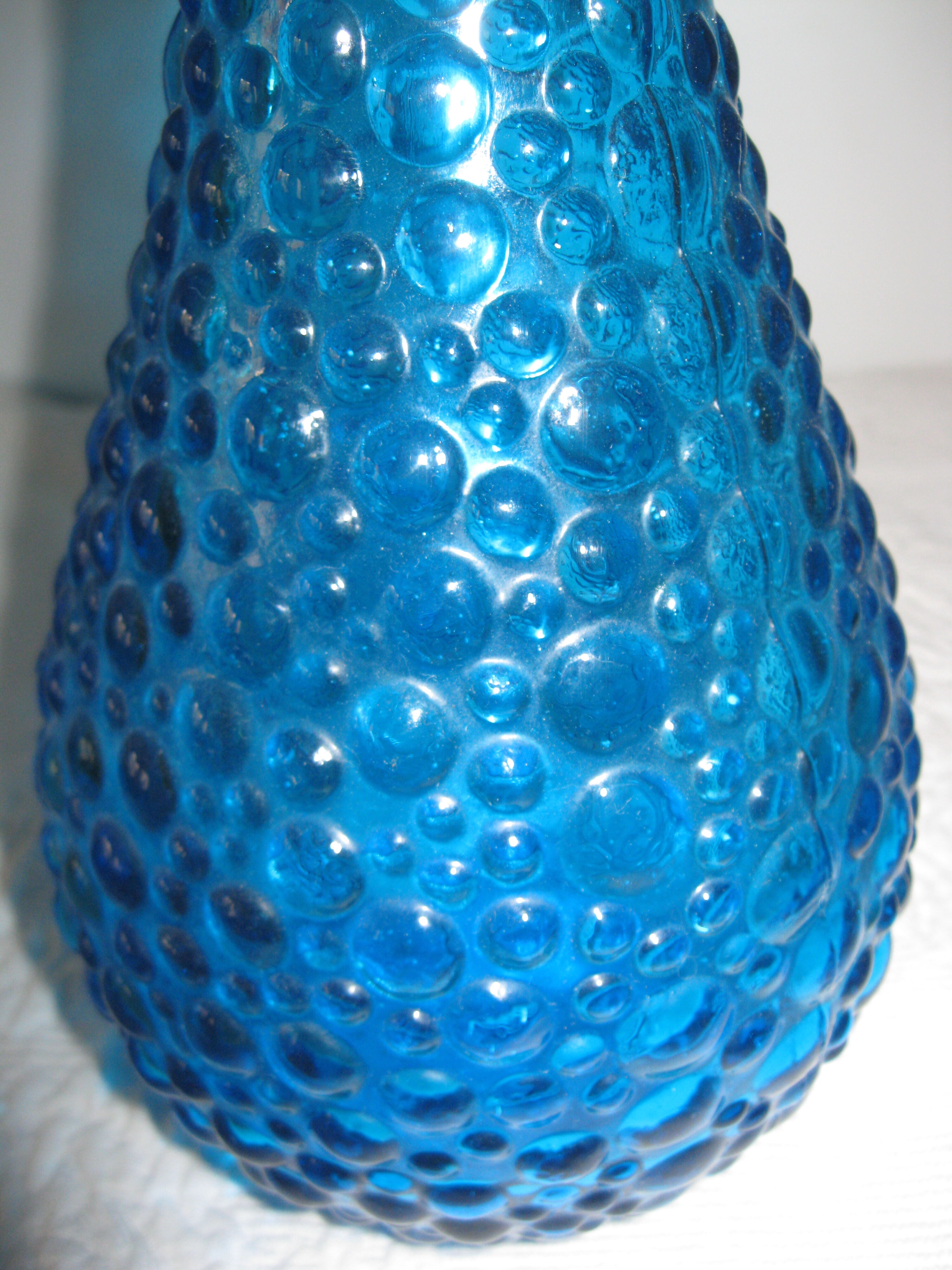 Pair of blue-coloured Empoli decanters
