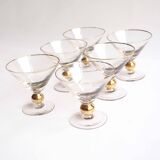 Série de 6 coupes à champagne cerclée or