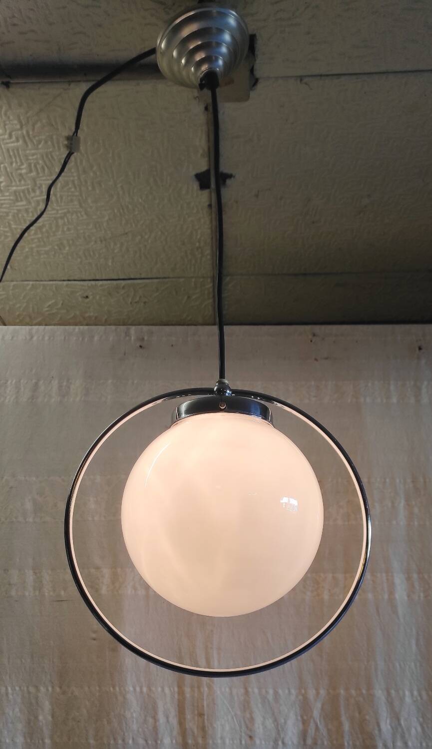Art Deco opaline globe pendant - mid 20th century