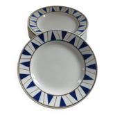 9 dessert plates Hamage & Moulin des Loups, Etoile bleu model