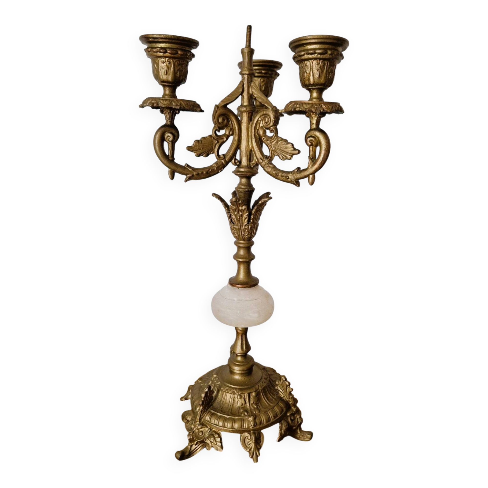 Chandelier with 3 branches in gilded bronze