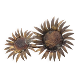 Brutalist brass sunflower sculpture, 1950s