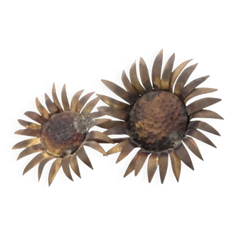 Brutalist brass sunflower sculpture, 1950s