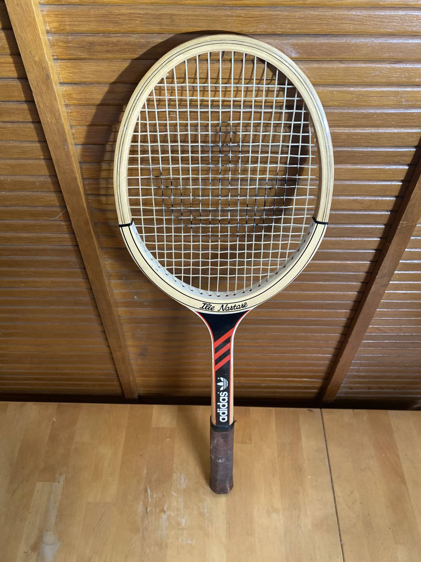 Vintage ADIDAS Ilie Nastase Wooden Tennis Racket #E245
