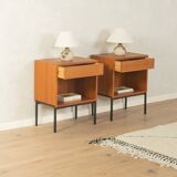 Minimalist bedside tables from the 1960s, teak veneer, set of 2