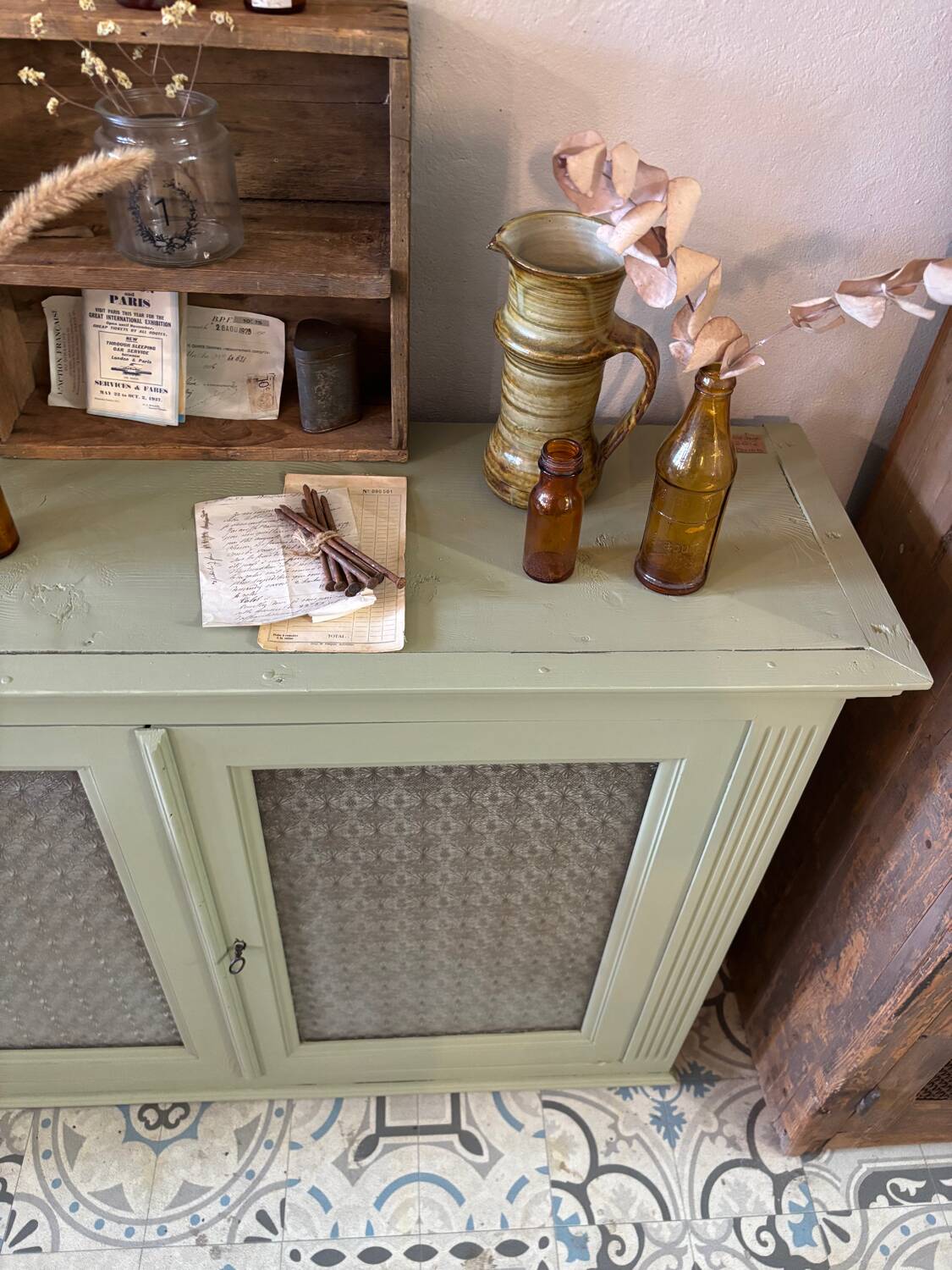 Khaki glass sideboard