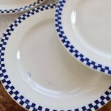 Antique flat plates, ironstone Salins – Checkerboard model