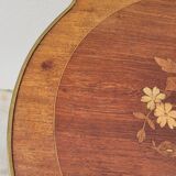 Selette pedestal side table Louis XV style with decorated marquetry and rosewood - 1900s