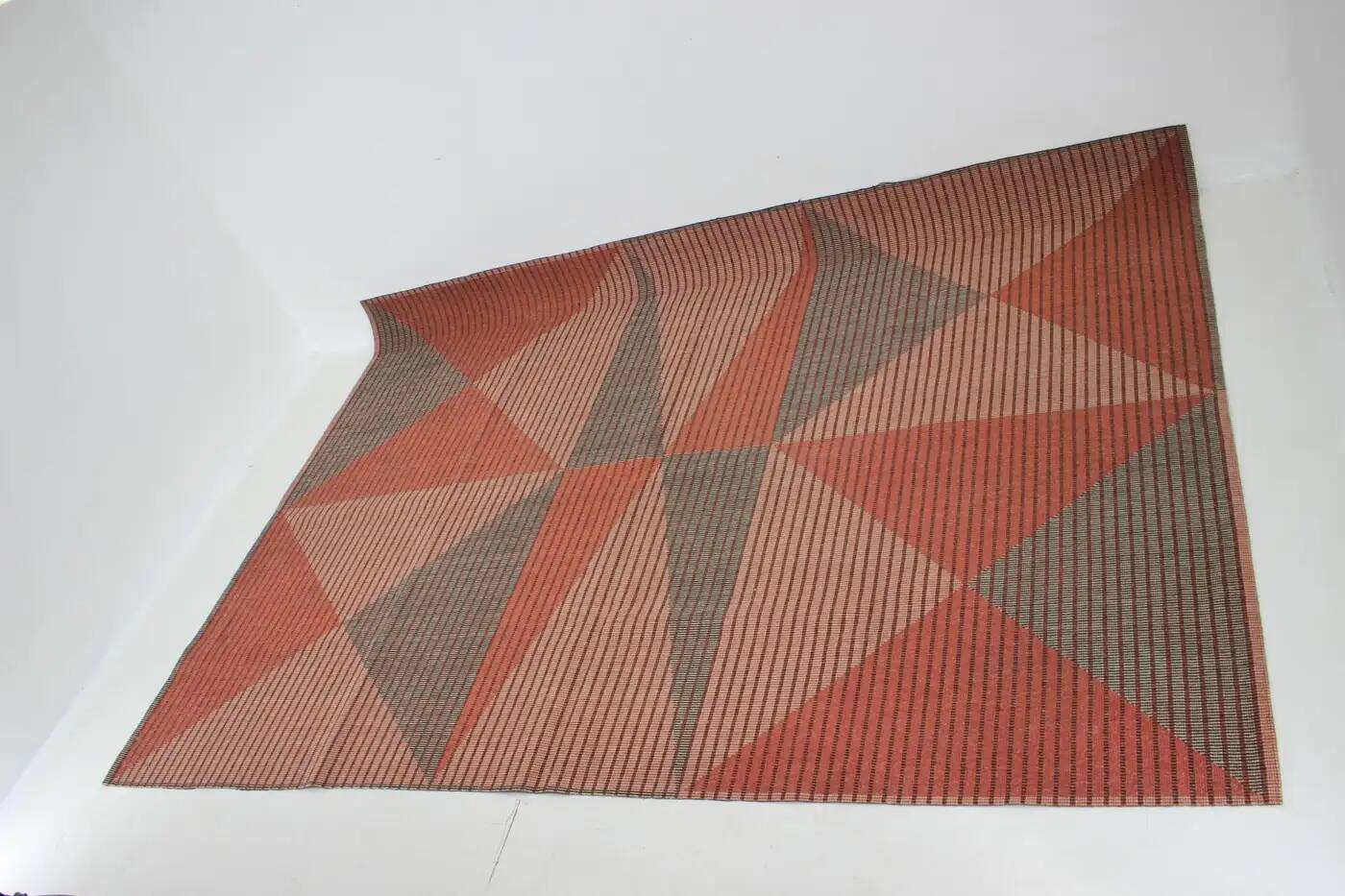 XL midcentury bouclé abstract design geometric rug / carpet, 1950s