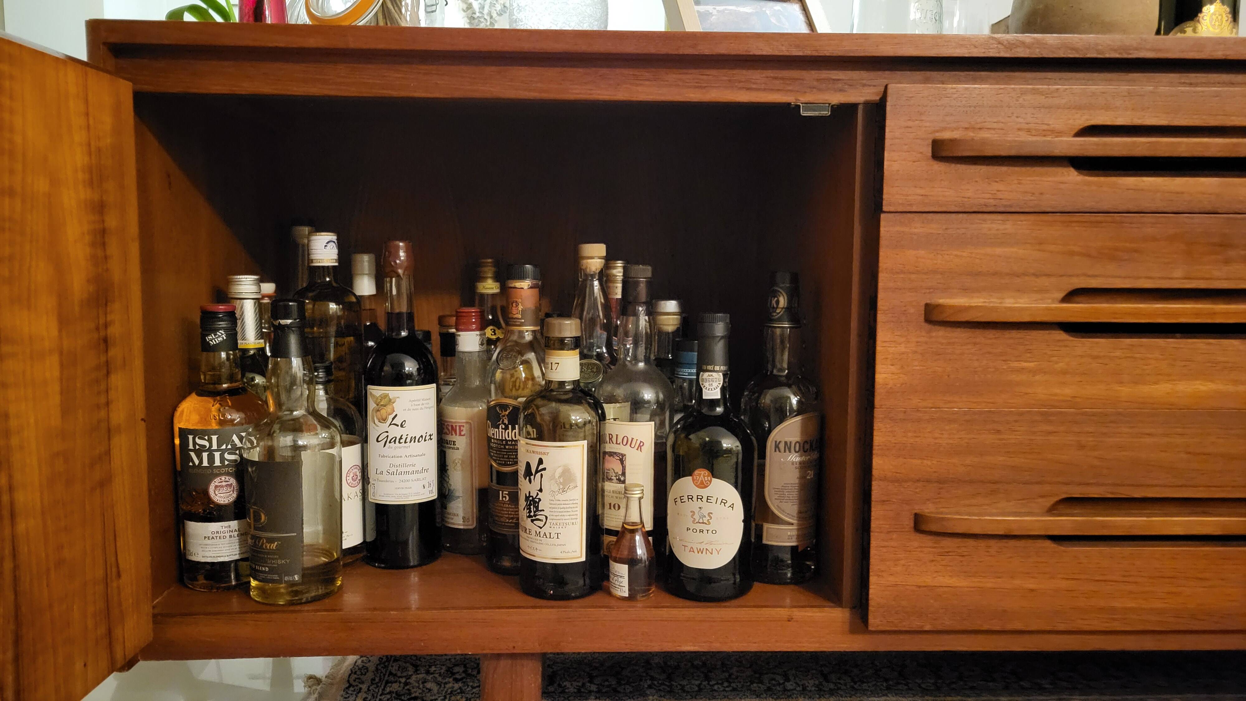 Sleek vintage Scandinavian sideboard with long handles