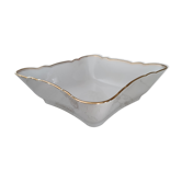 Salad bowl in white Swiss porcelain double gilded border "VSK USC Viribus Unitis"