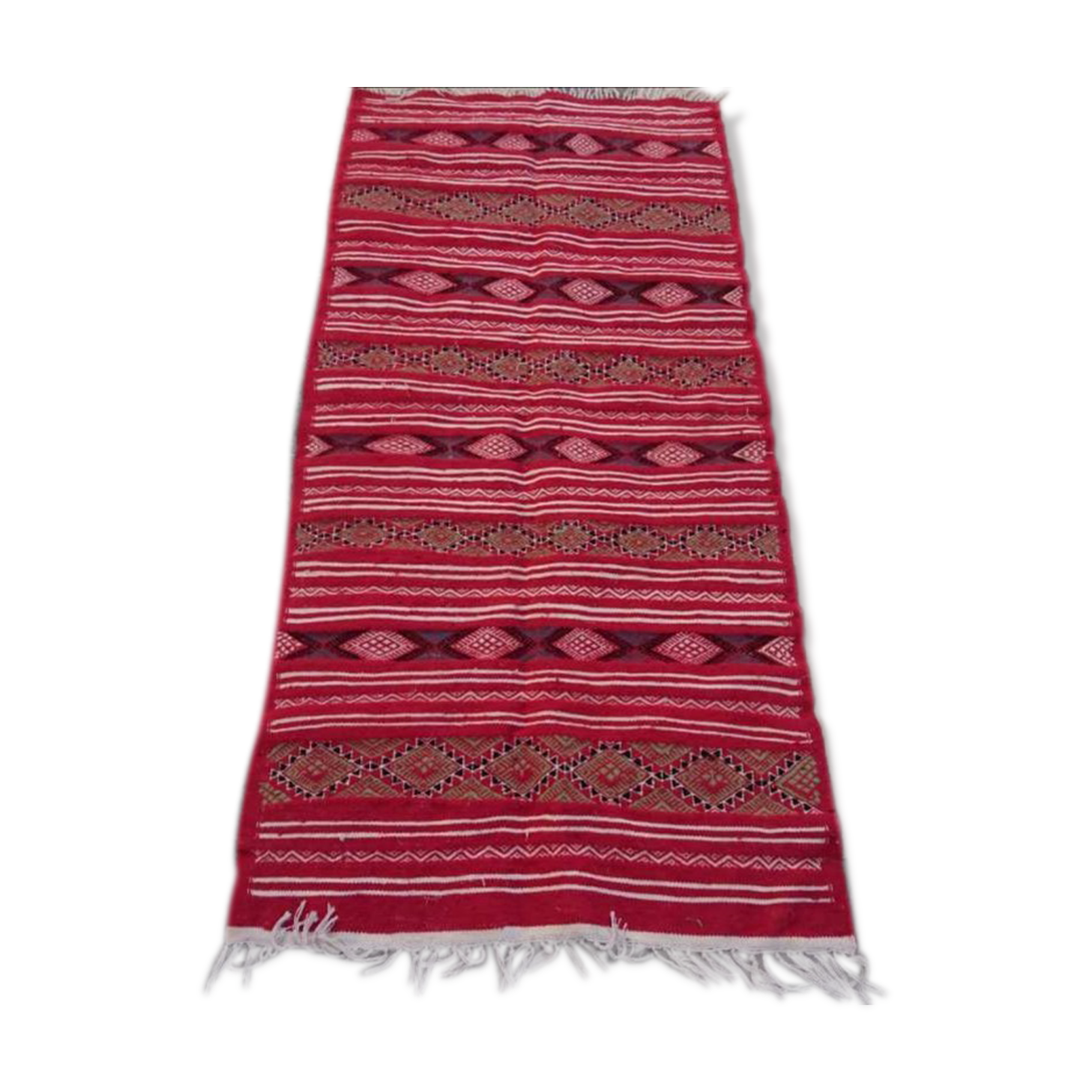 Handmade red Berber kilim rug 210x100cm