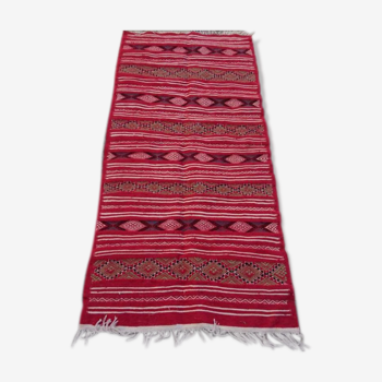 Handmade red Berber kilim rug 210x100cm