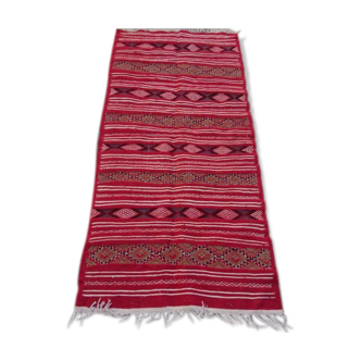 Handmade red Berber kilim rug 210x100cm