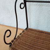 Vintage metal and rattan shelf