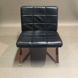 Chair "hans eichenberger" black leather 1960.
