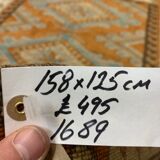 Old Turkish Rug 158x125 cm Vintage Oriental Rare Carpet Blue Brown Beige