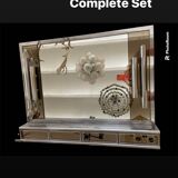 Veca glass chrome mirror and storage, spain 1970s