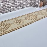 Decorative Vintage White Wool Runner Rug sku 2072