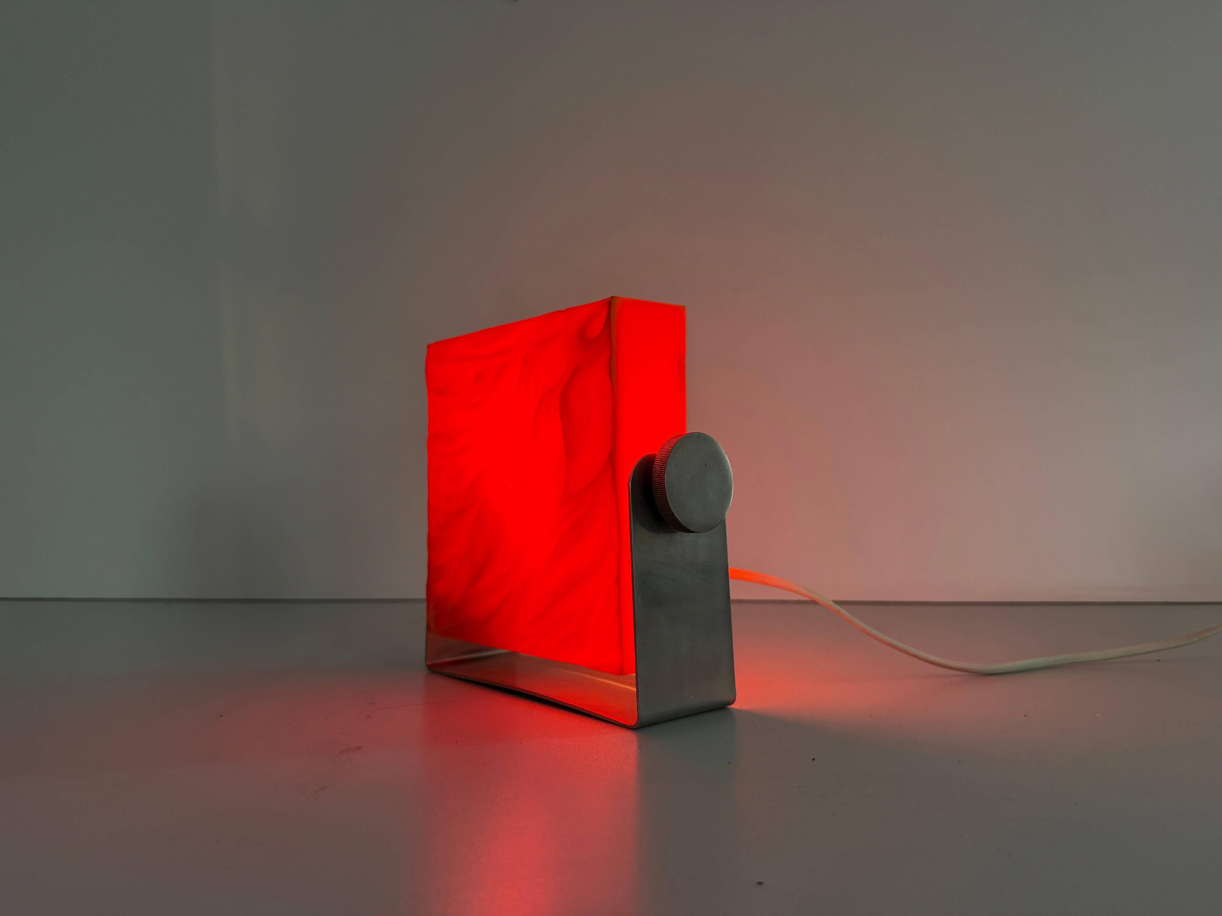 Orange Pop Art ambient night lamp in plexiglass by Uwe Mersch Design, 1970s, Germany.