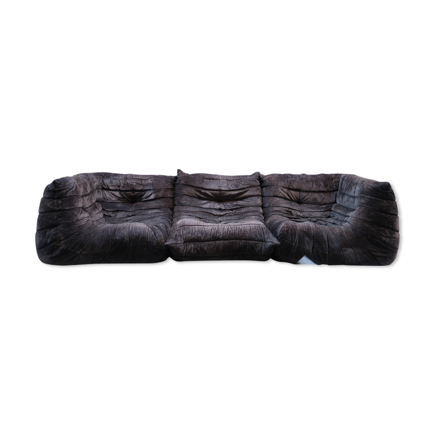 Togo in brown velvet by Michel Ducaroy for Ligne Roset 70s