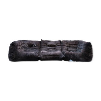 Togo in brown velvet by Michel Ducaroy for Ligne Roset 70s