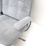Vintage 2-seater sofa with gray suede upholstery made in the 1970s