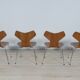 Model 3130 Dining Chairs by Arne Jacobsen for Fritz Hansen, 1970s, Set of 4