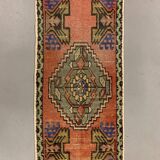 Small Vintage Turkish Rug 102x48 cm, Short Runner, Tribal, Shabby, Mini Carpet