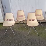 Guzzini dining set, round glass table and 4 shell chairs.