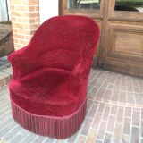 Old toad armchair in red velvet