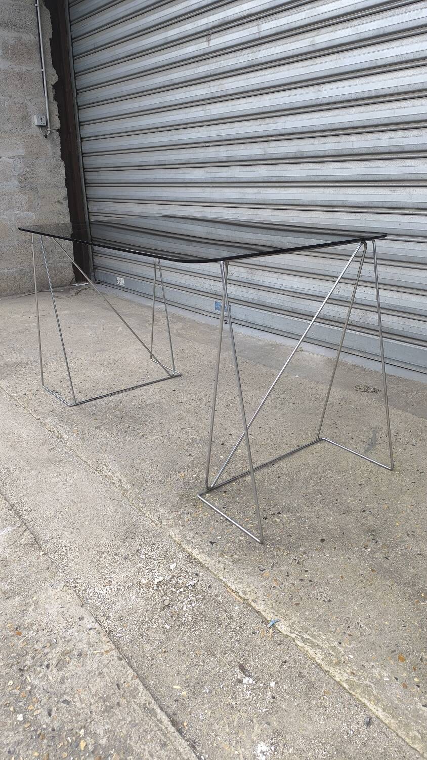 Smoked glass and chrome desk 1970