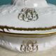 Soup tureen, vegetable dish in fine Limoges porcelain Monograms PJC gold