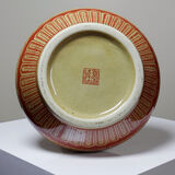 20th century Chinese vase, hand-painted ceramic in an unusual red hue.